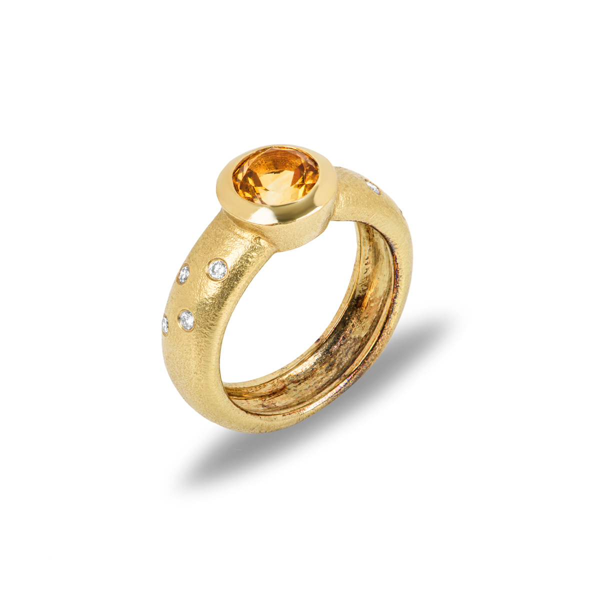 Yellow Gold Citrine & Diamond Ring 1.15ct